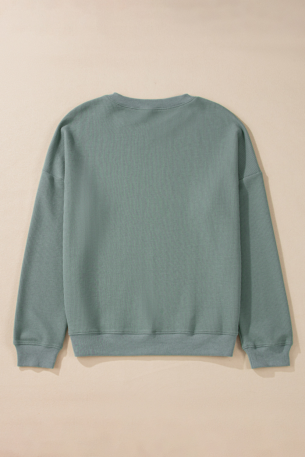Waffle Knit Drop Shoulder V Neck Top