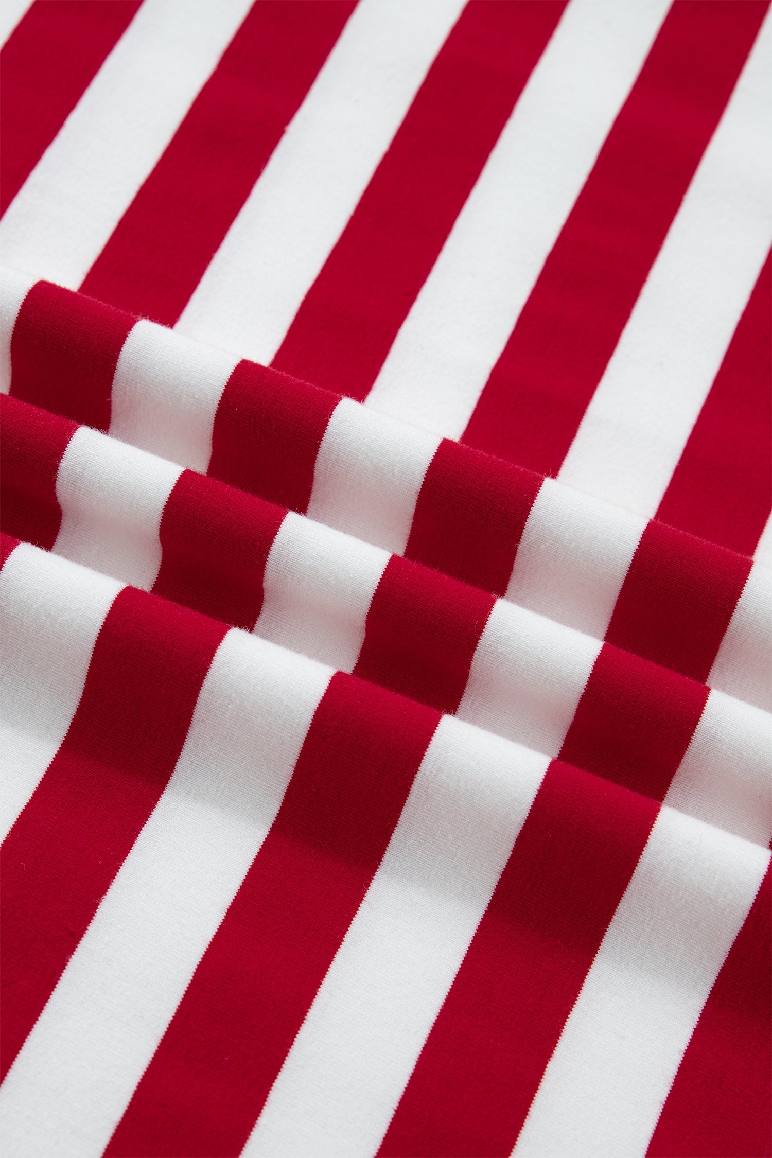 Stripe Patchwork Round-Neck Short-Sleeved T Shirt in Red