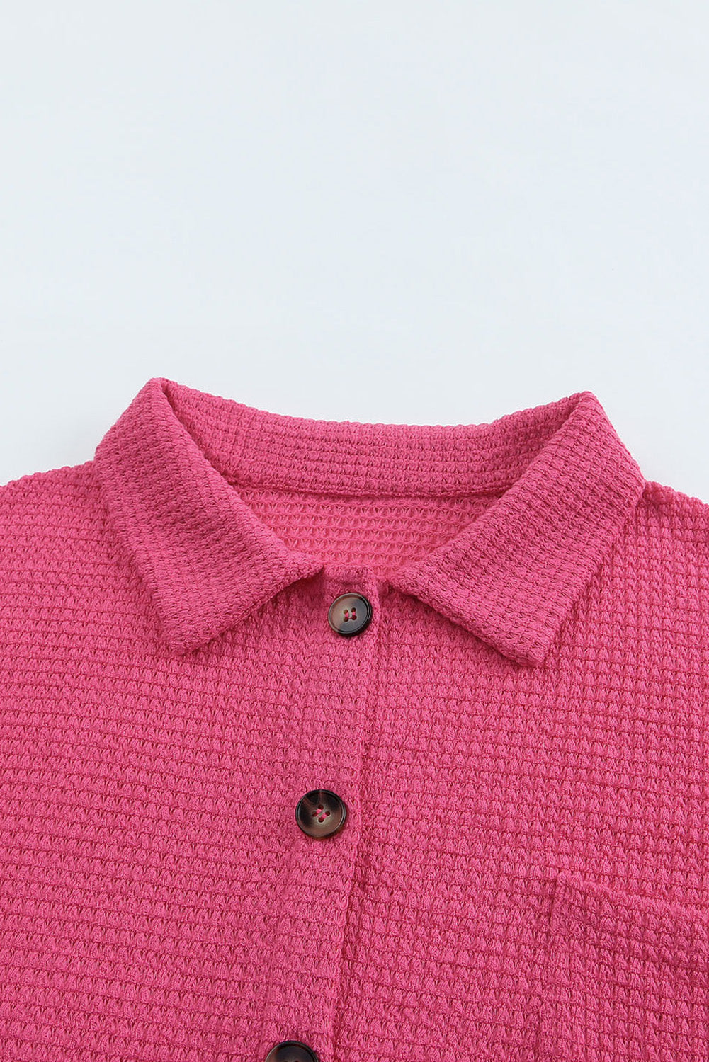 Women's Shirt Featuring Waffle Knitted Button Up Everyday