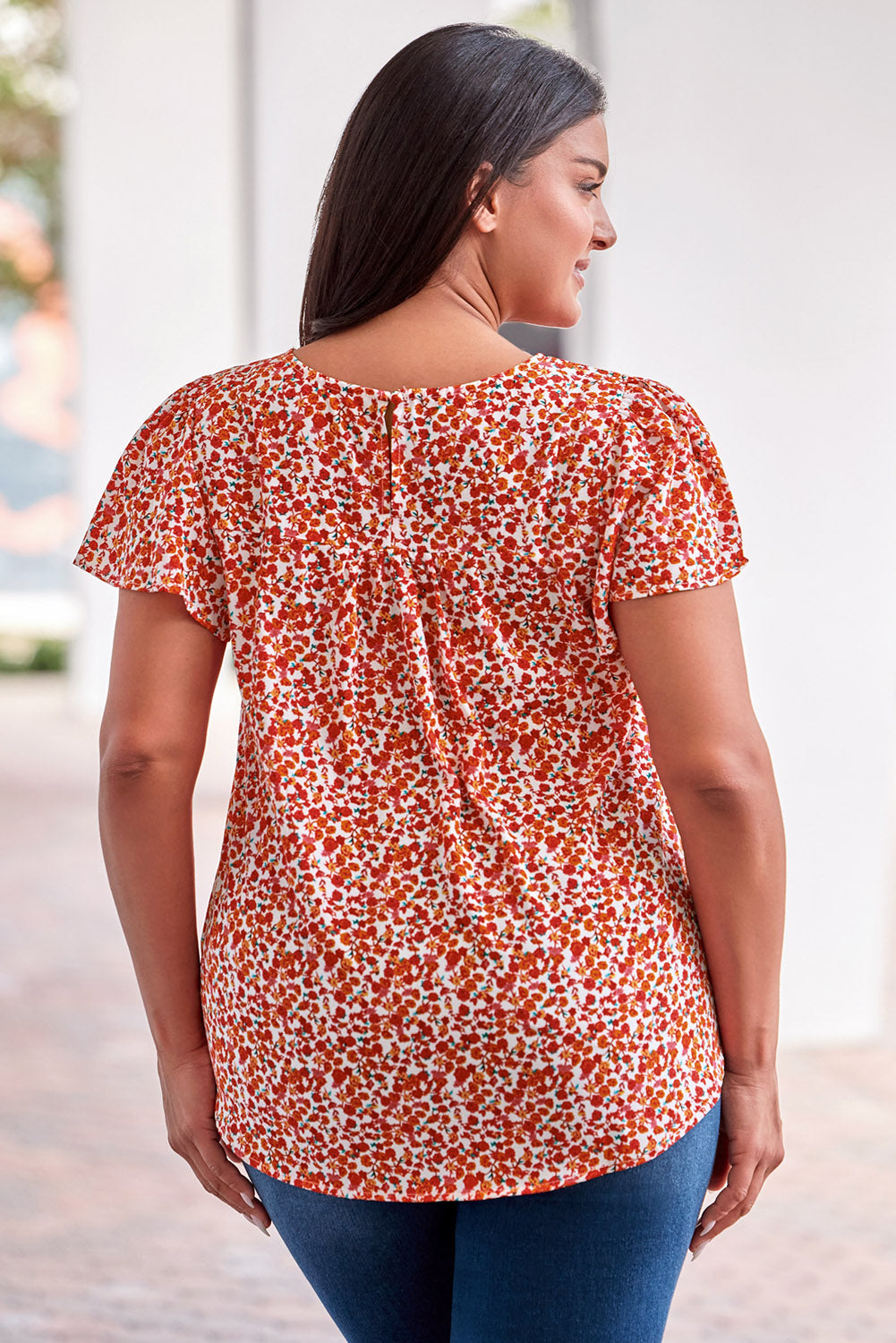 Women's Blouse Featuring Lace-Trimmed Trim Plus Ruffle-Trimmed Sleeve