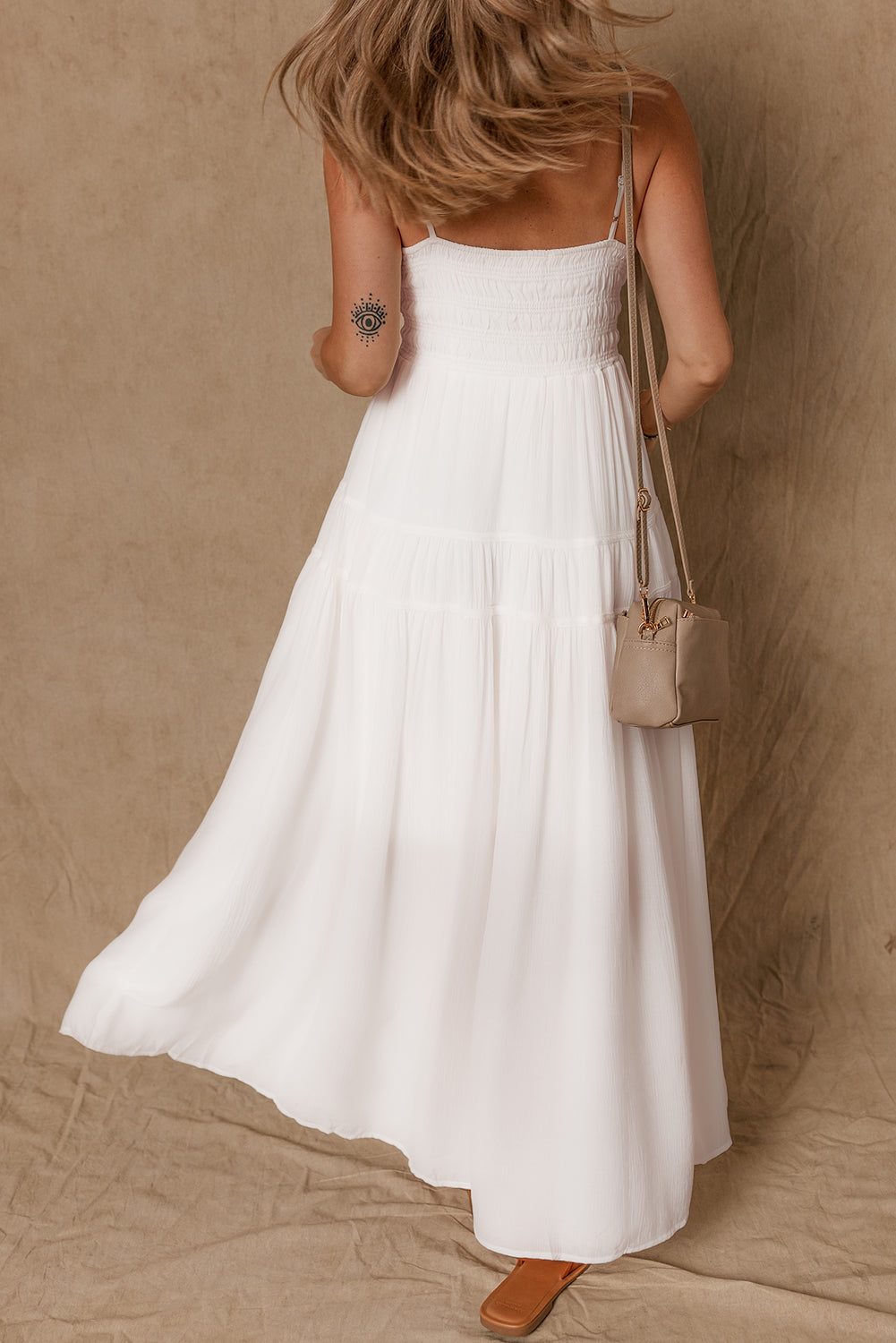 White Spaghetti Straps Elegant Long Dress