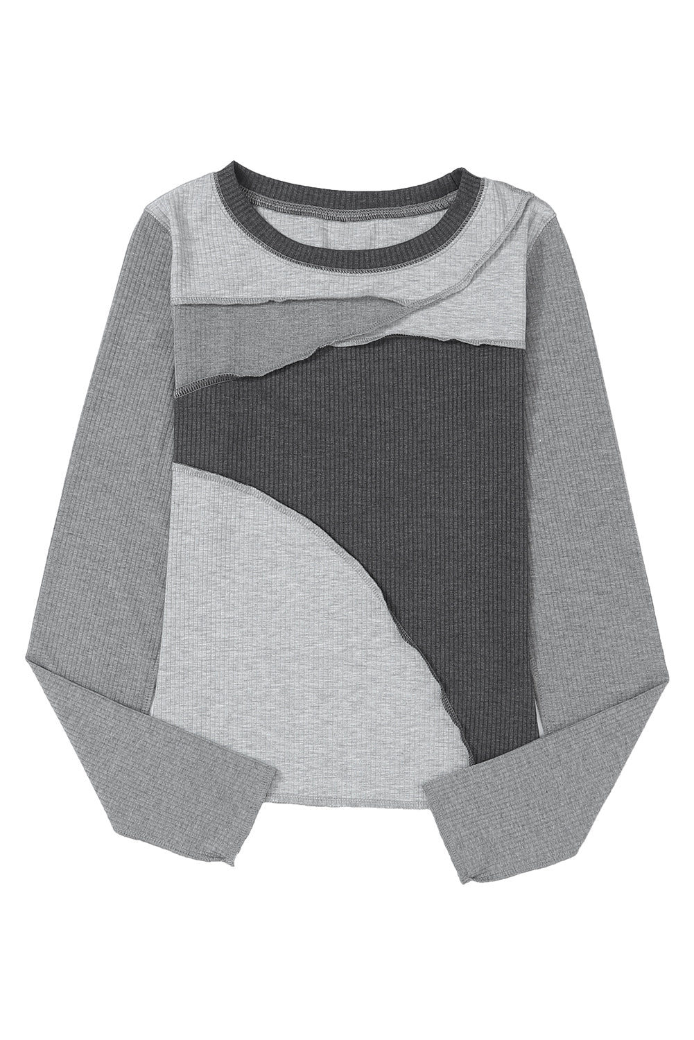 Women's Knit Top with Rib-Knitted Expose Seam