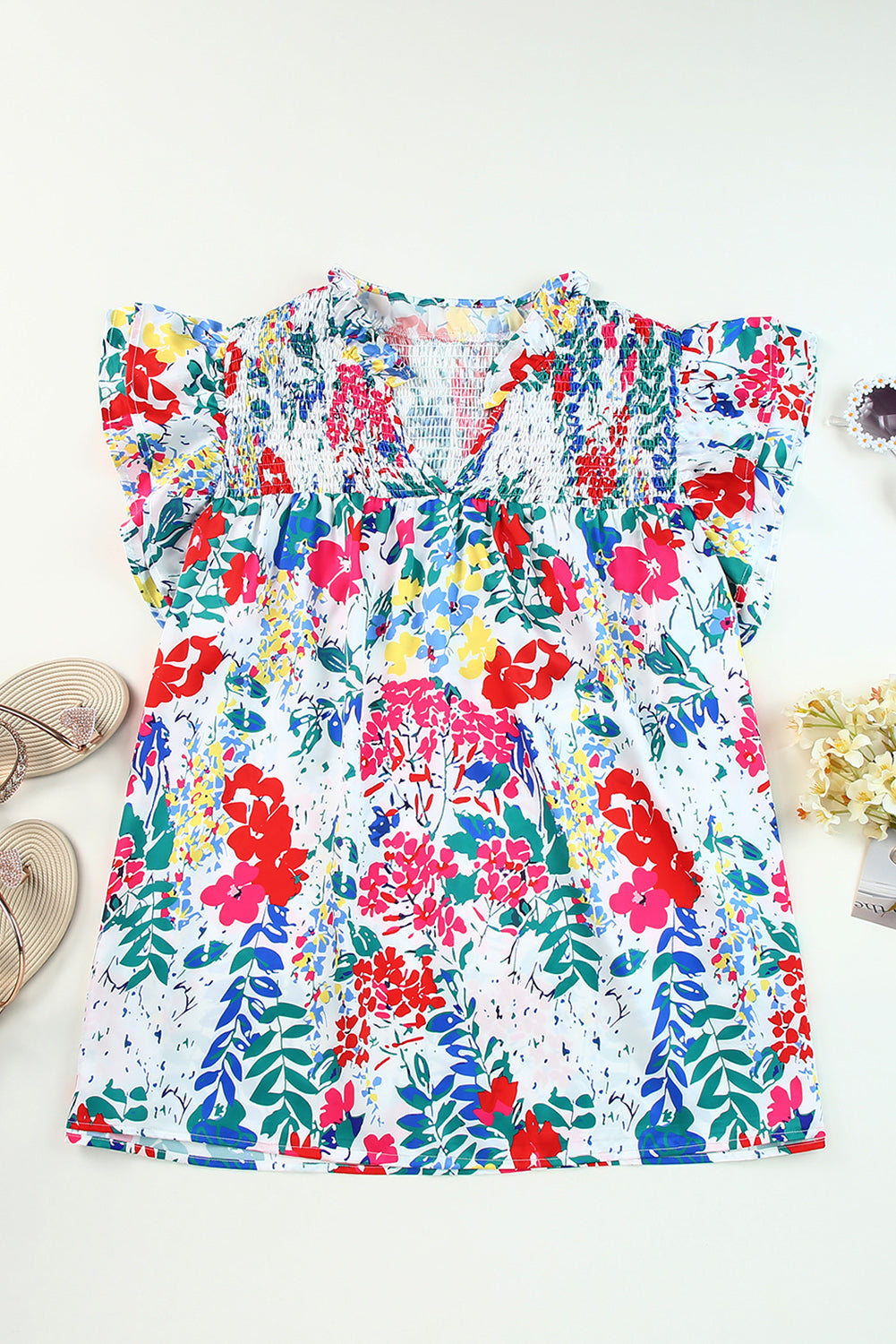 Women's Plus Ruffle-Trimmed Cap Sleeve Blouse