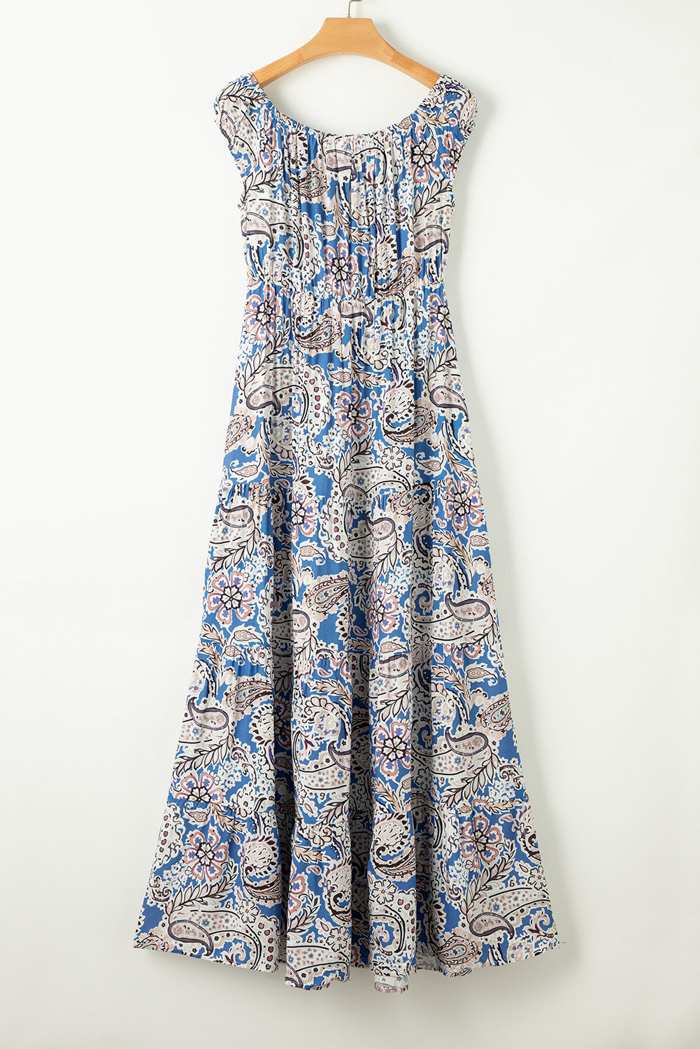 Women's Maxi Dress with Bohemian Paisley Print Off Shoulder