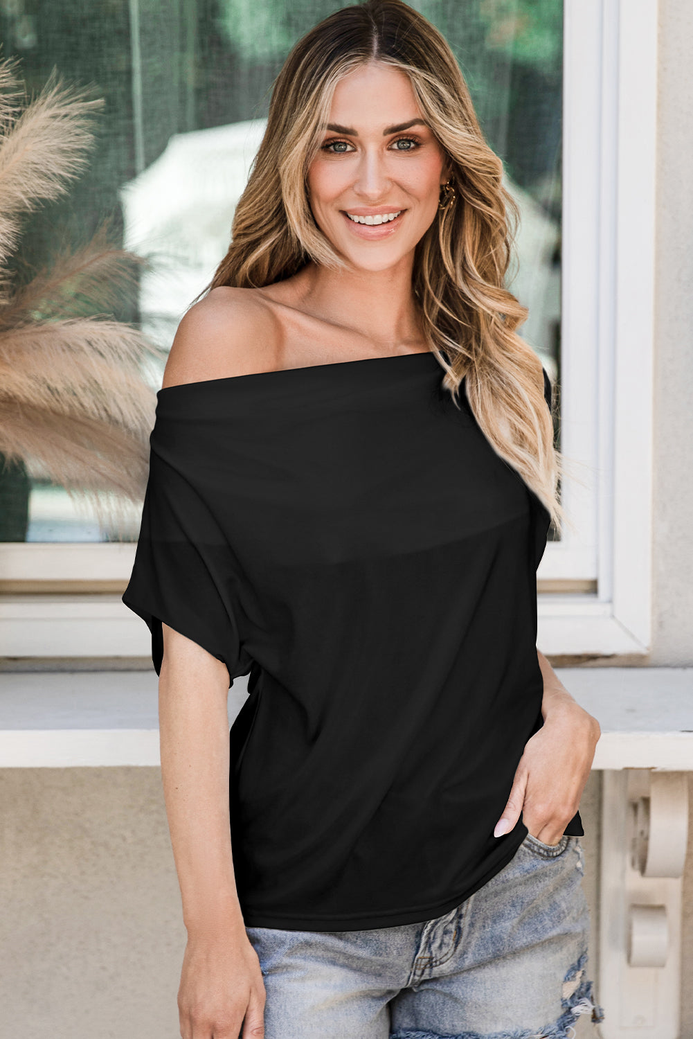 Women's Bat Sleeve Cowl Neck T Shirt