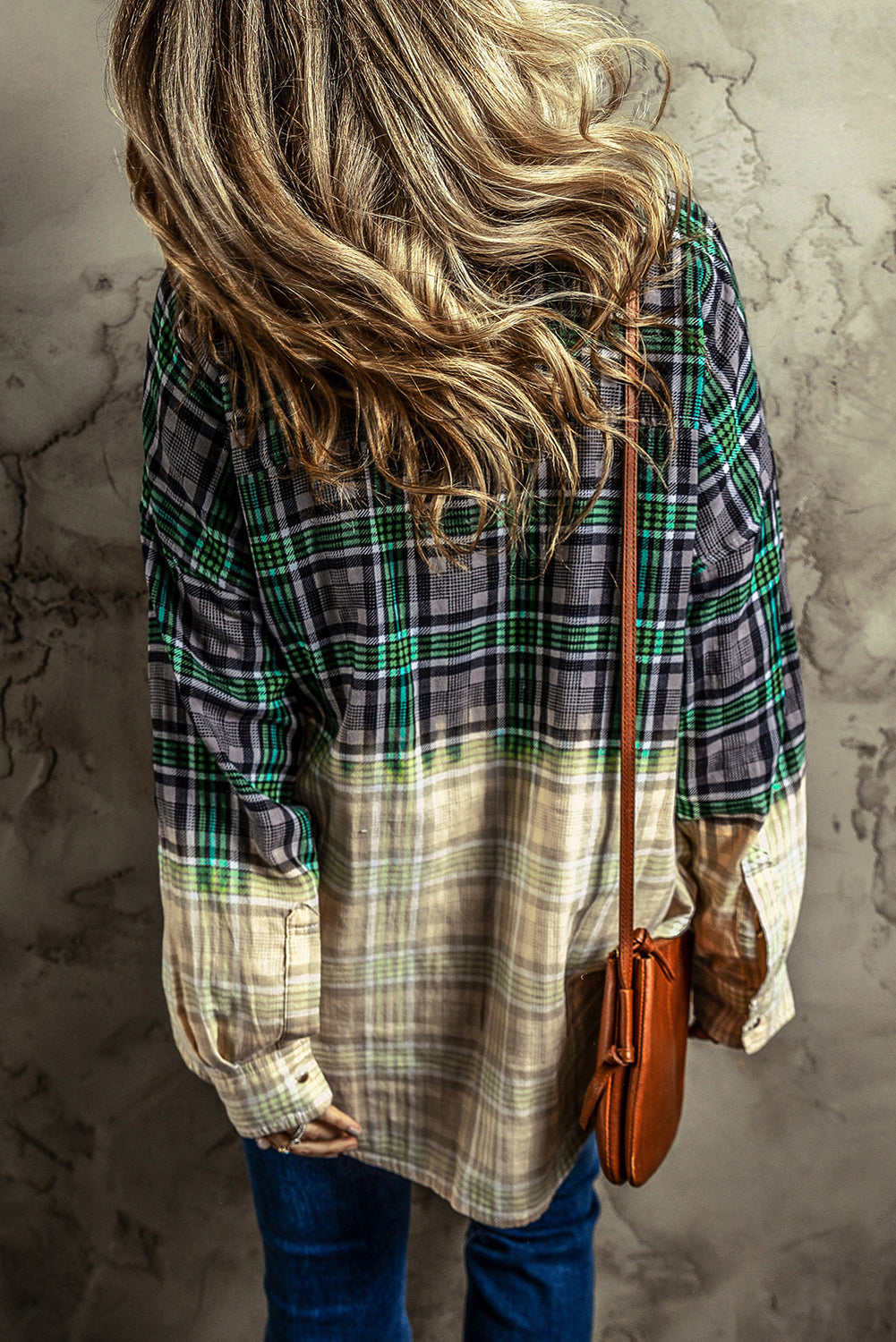 Women's Shacket with Pocket Button Plaid Chest