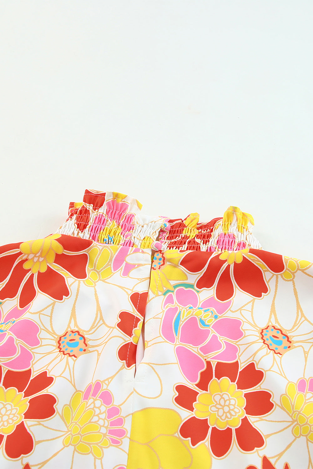 Women's Stand Collar Flutter Floral-Print Top