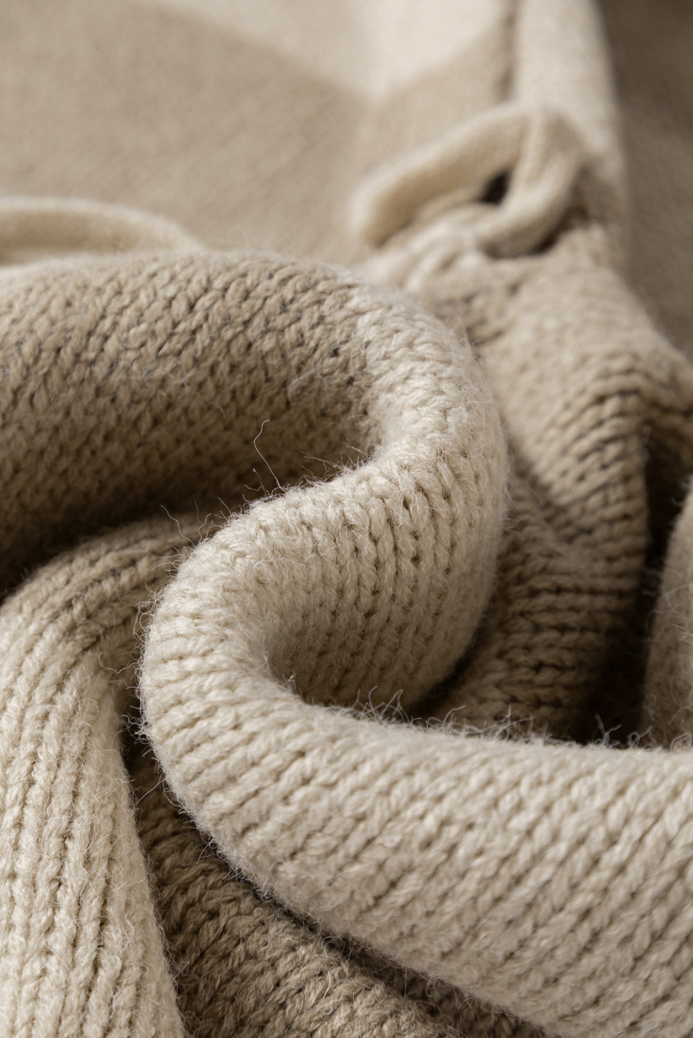 Brushed Striped Colorblock Knit Bow Tie Front Cardigan Knit Top in Khaki