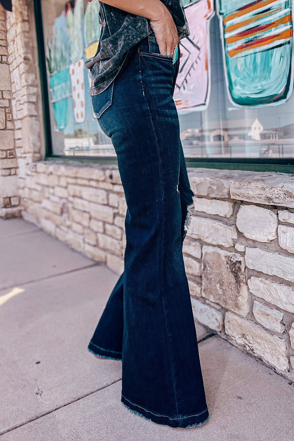 Jeans for Women Ripped Flared High Rise