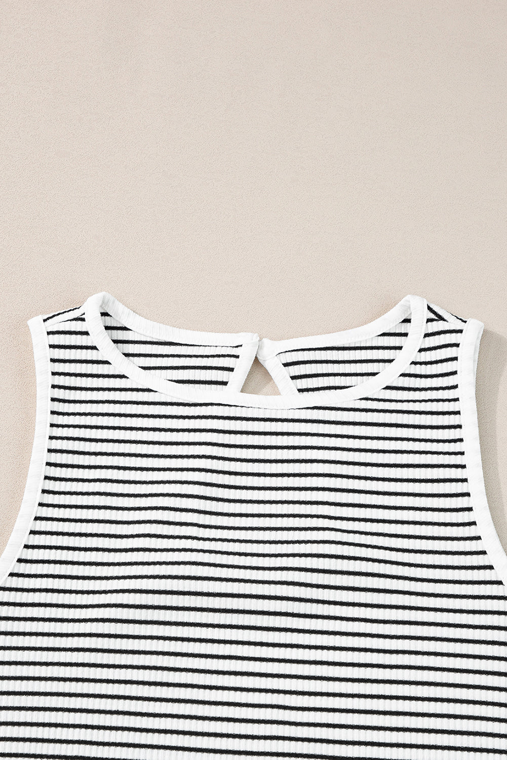 Top for Women Knitted Sleeveless Striped Print Rib-Knitted