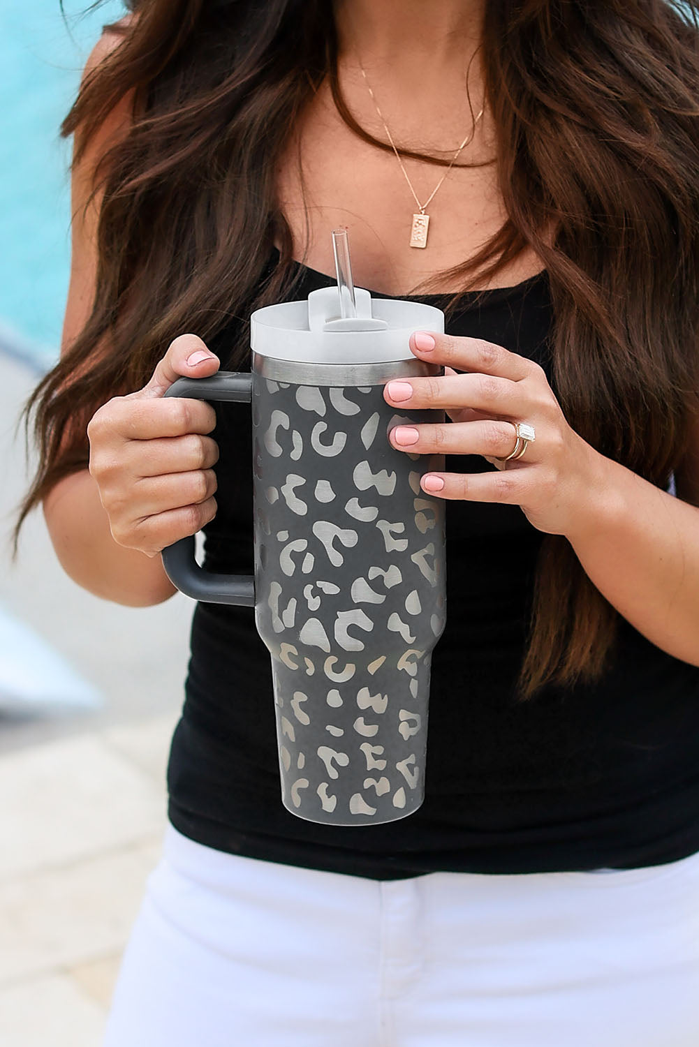 Stainless Leopard-Print 40OZ Steel Portable Cup with Handle