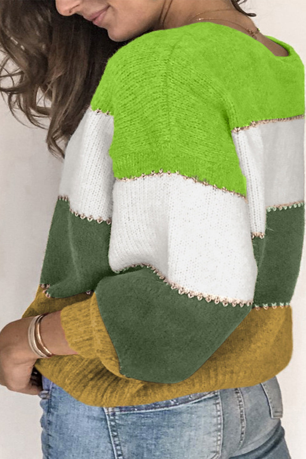 Women's Patchwork Plus Size Color-Block Sweater