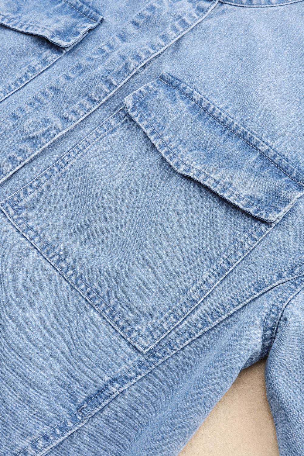 Denim Jacket for Women Roll-Up Tab Sleeve Button Down Pocket