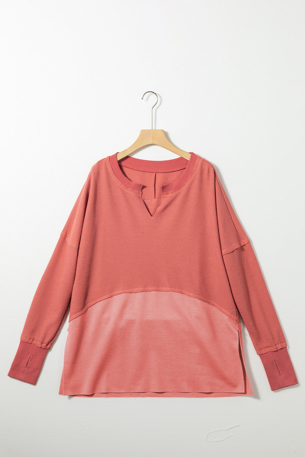 Women's Top Featuring Exposed Seam Knitted Patchwork