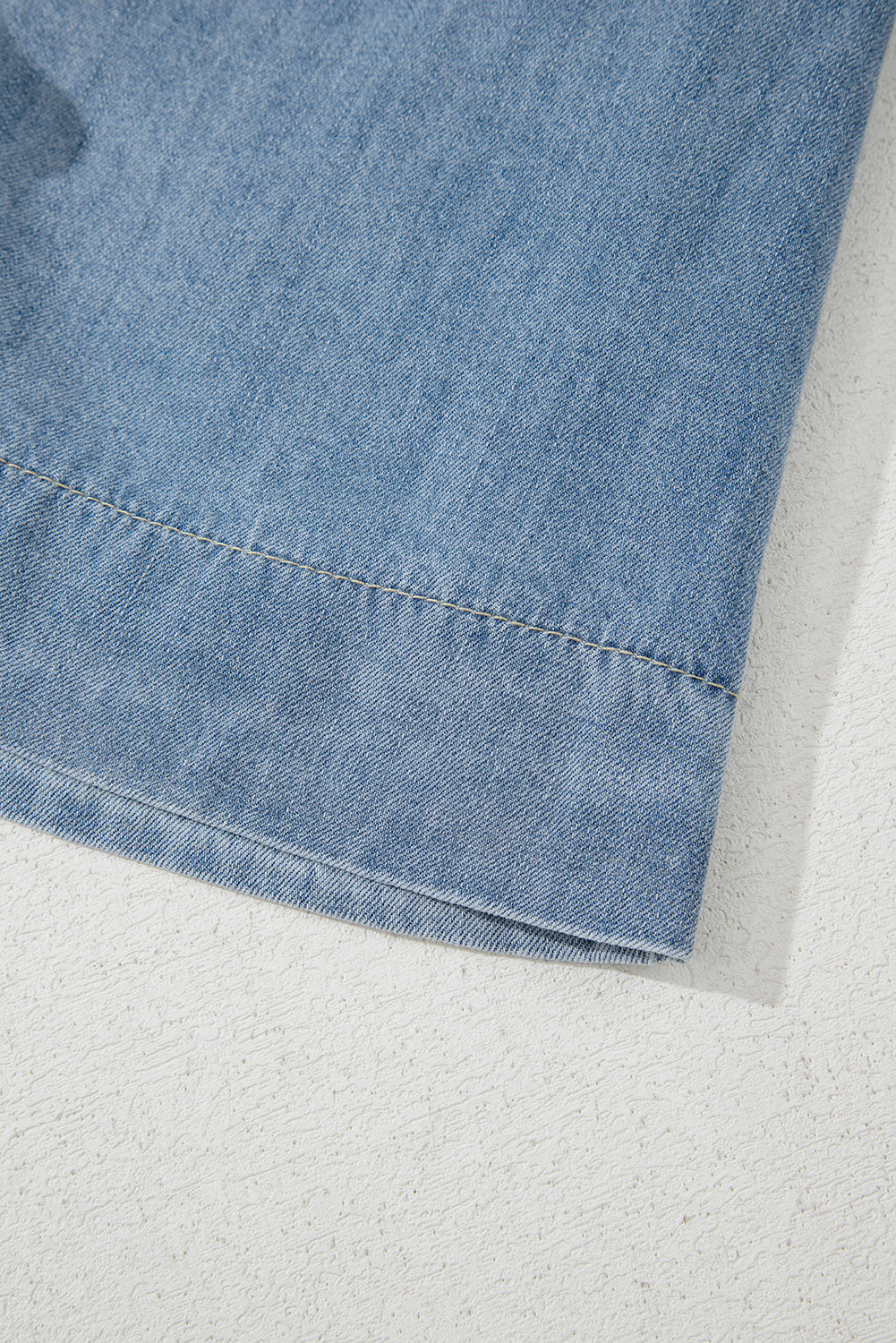 Tied Puff Front Long Sleeve Denim Top