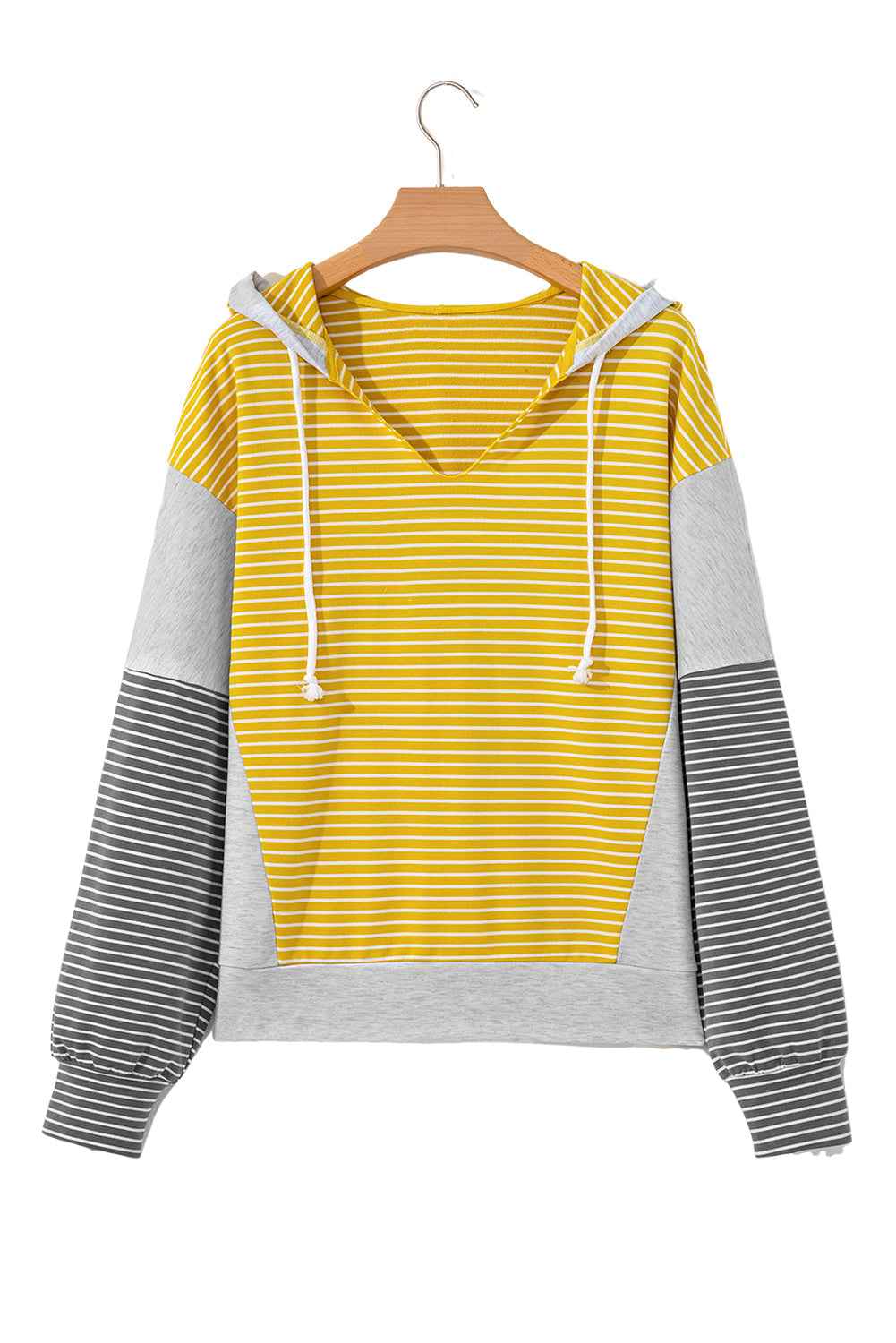 V-Neck Colorblock Drawcord Easy-Fit Fit Hooded Top