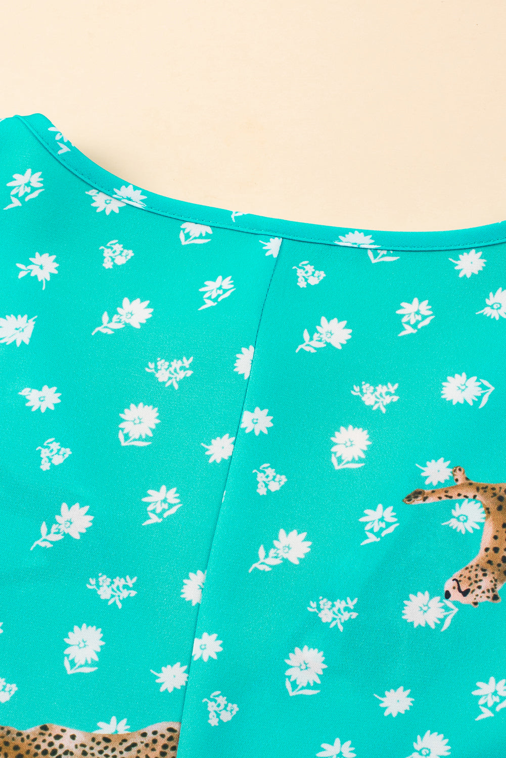 Women's Top with Cheetah V Neck Plus Size