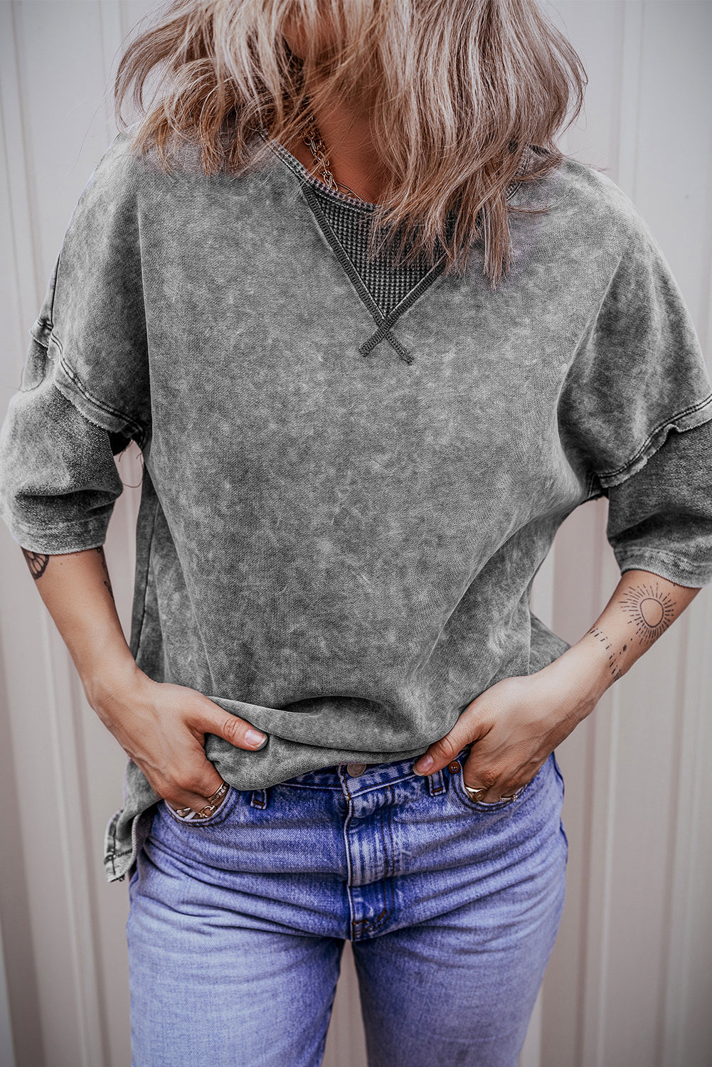 Women's Mineral-Washed Exposed Oversized Tee