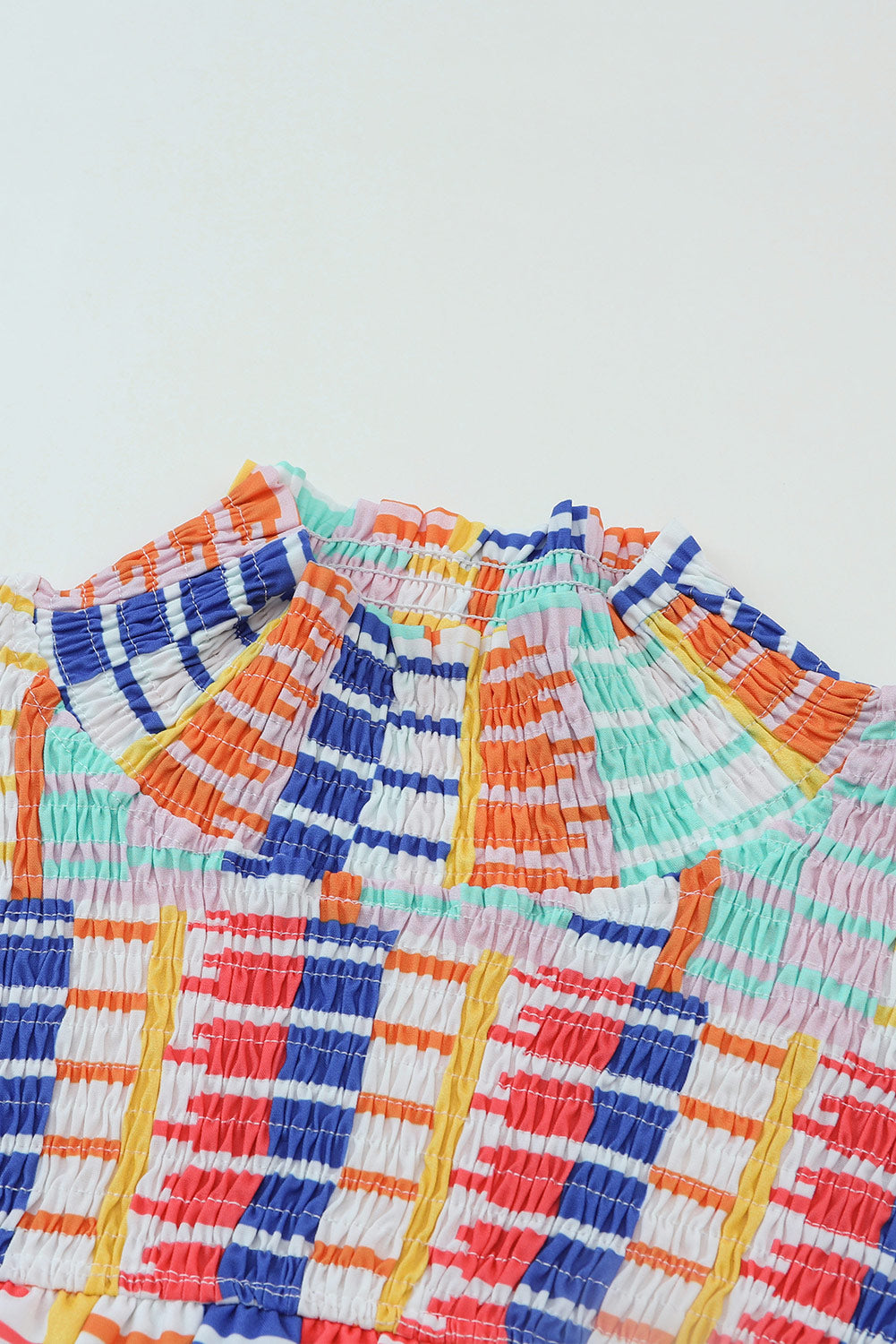 Women's Top Featuring Striped Mock Neck Flutter