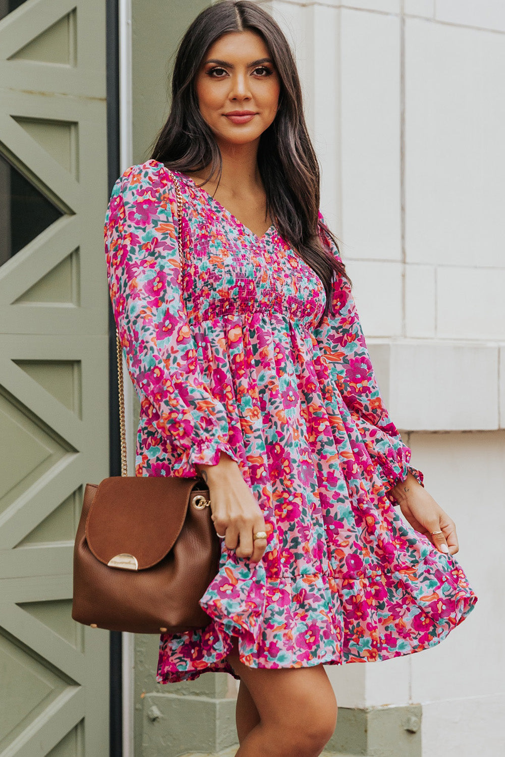 Floral Dresses for Women Sleeve Shirred Puffy