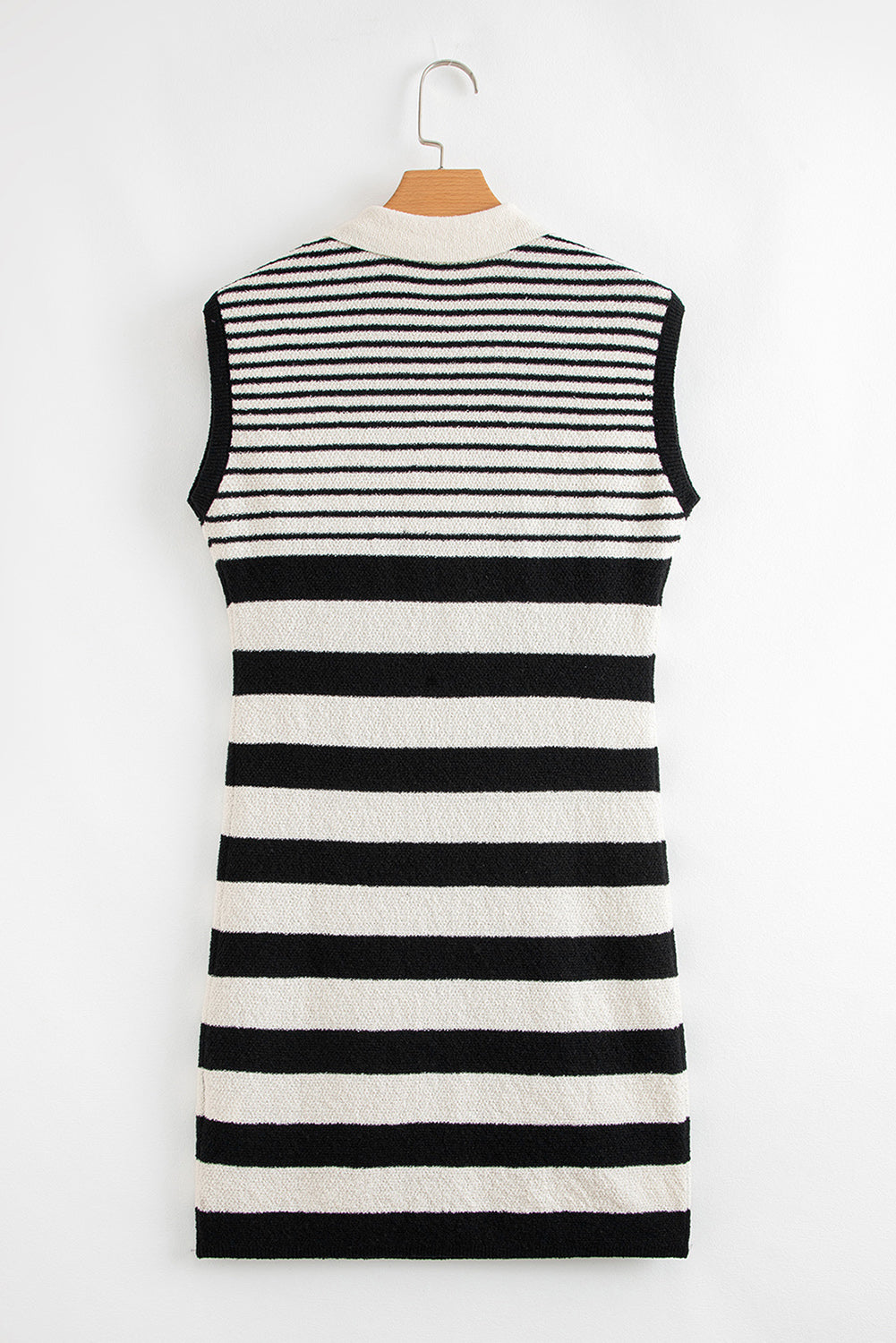 Black Mixed Striped Bodycon Sweater Dress
