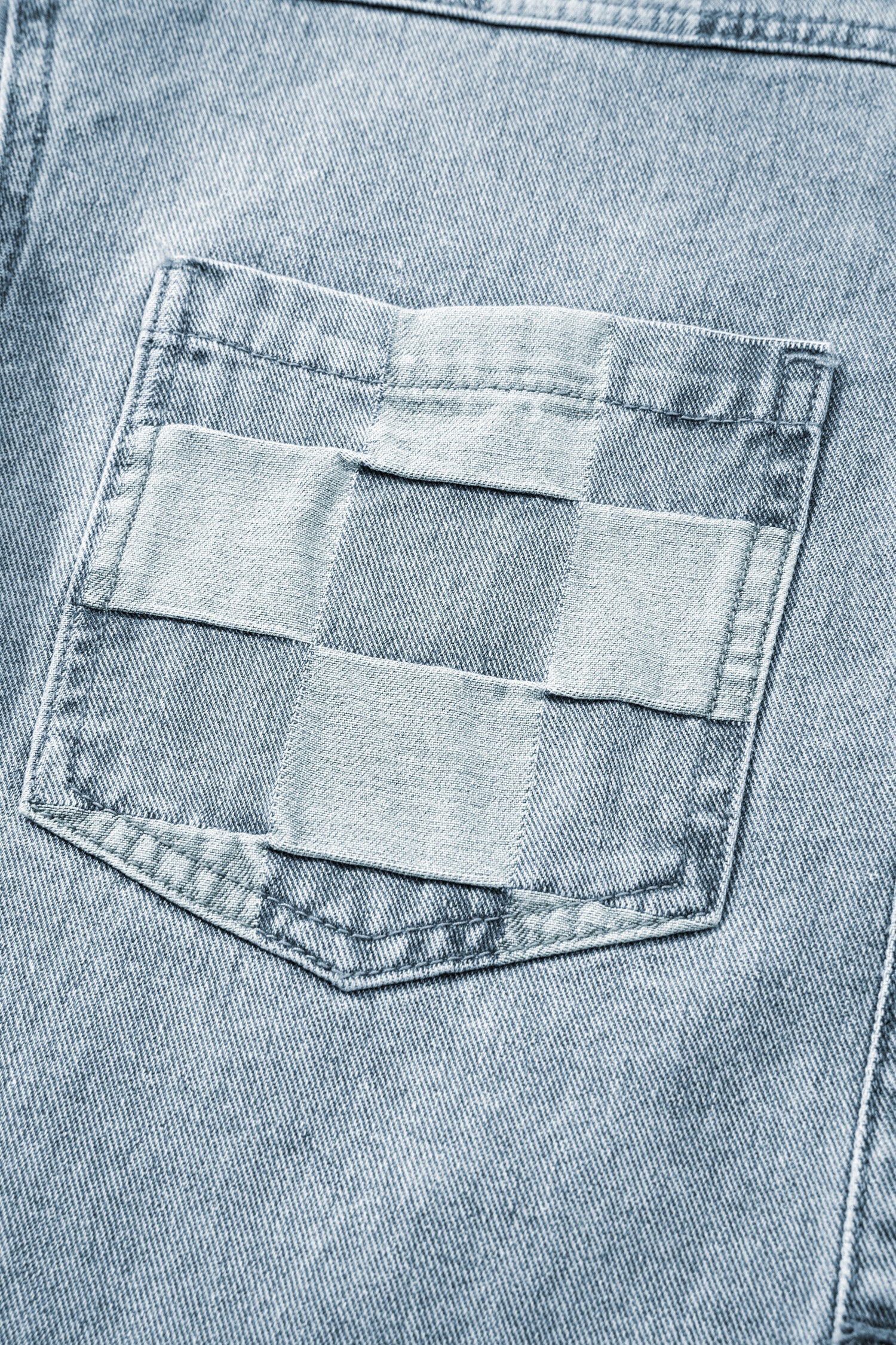 Pattern Denim Checkered Patchwork Womens Everyday Jacket in Beau Blue