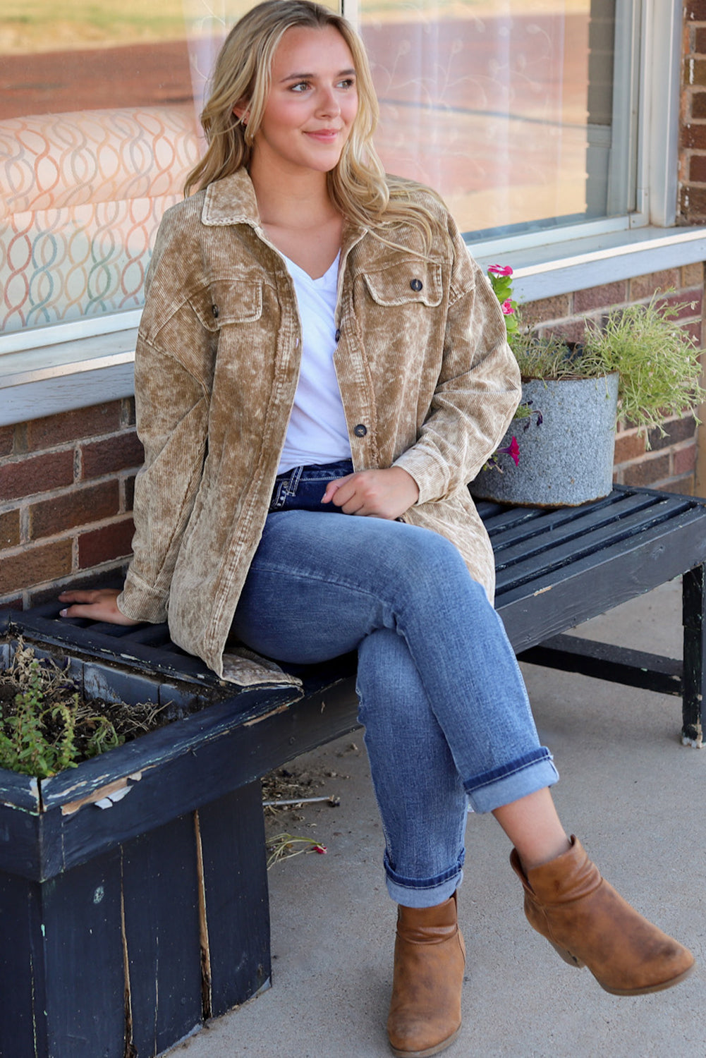 Women's Mineral-Washed Oversized Shacket