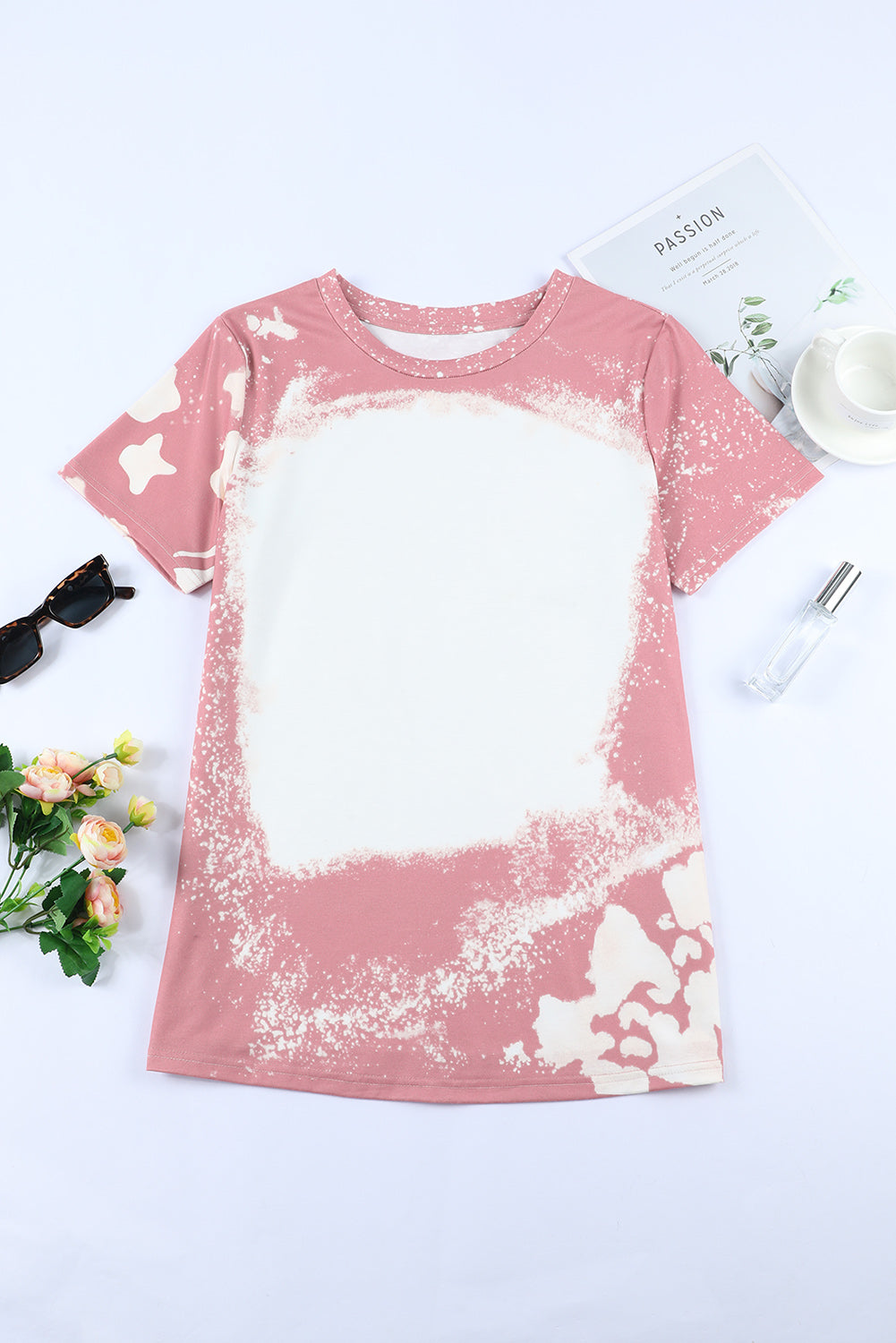Women's T Shirt with Bleached Short-Sleeve