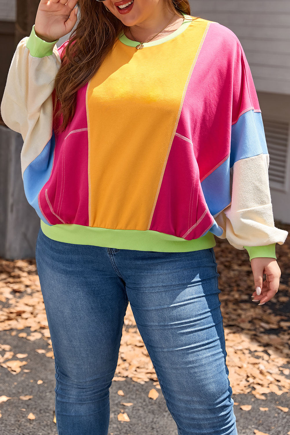 Women's Plus Size Exposed Seam Sweatshirt