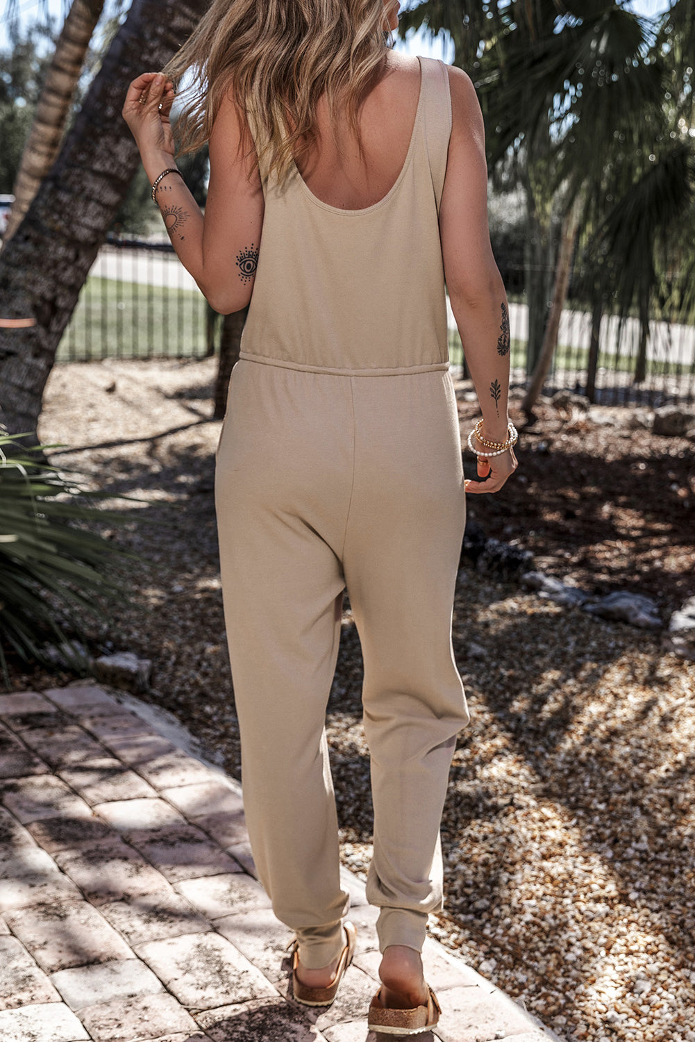 Jumpsuit for Women Notched Neck Sleeveless Jogger