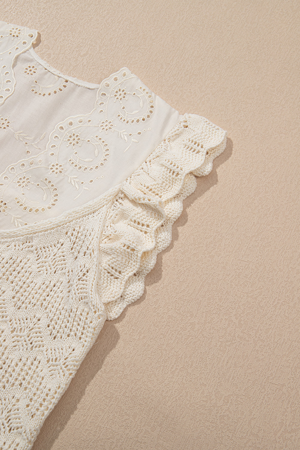 Chic Crochet Embroidered Lace Ruffle Tank Top