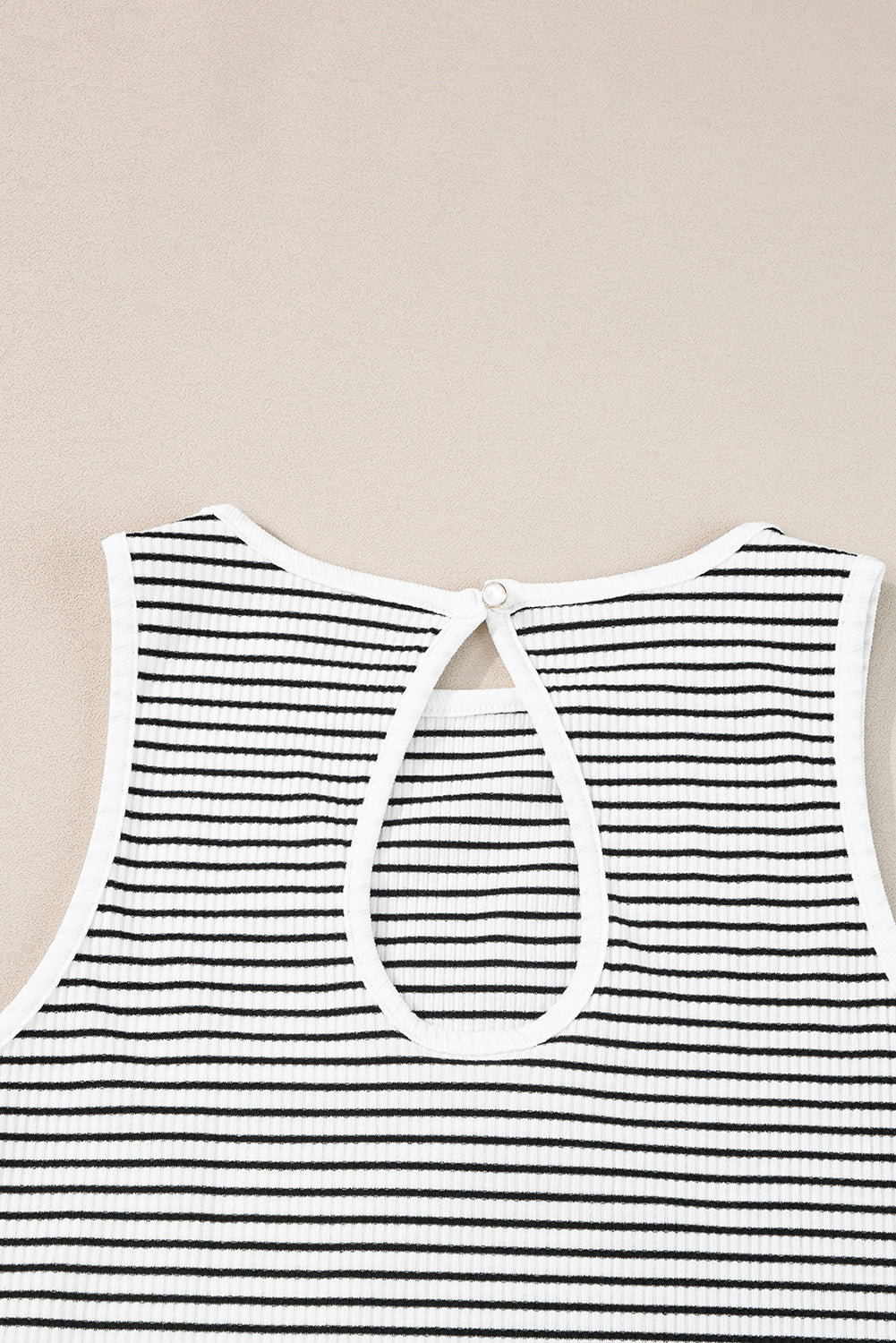 Top for Women Knitted Sleeveless Striped Print Rib-Knitted
