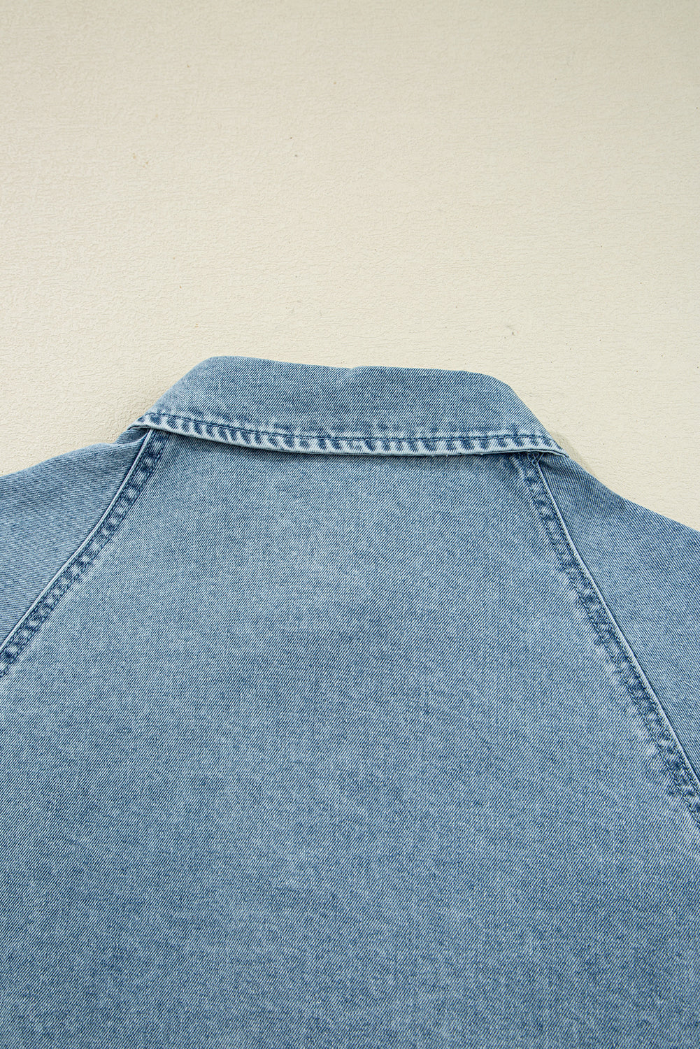 Smocked Cuffs Flared Denim Shirt Mini Dress
