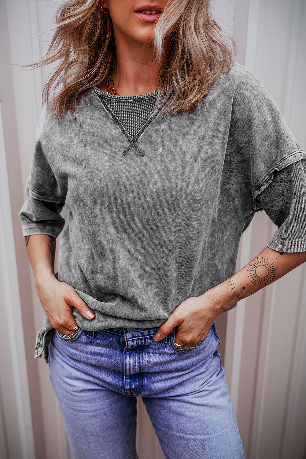 Women's Mineral-Washed Exposed Oversized Tee