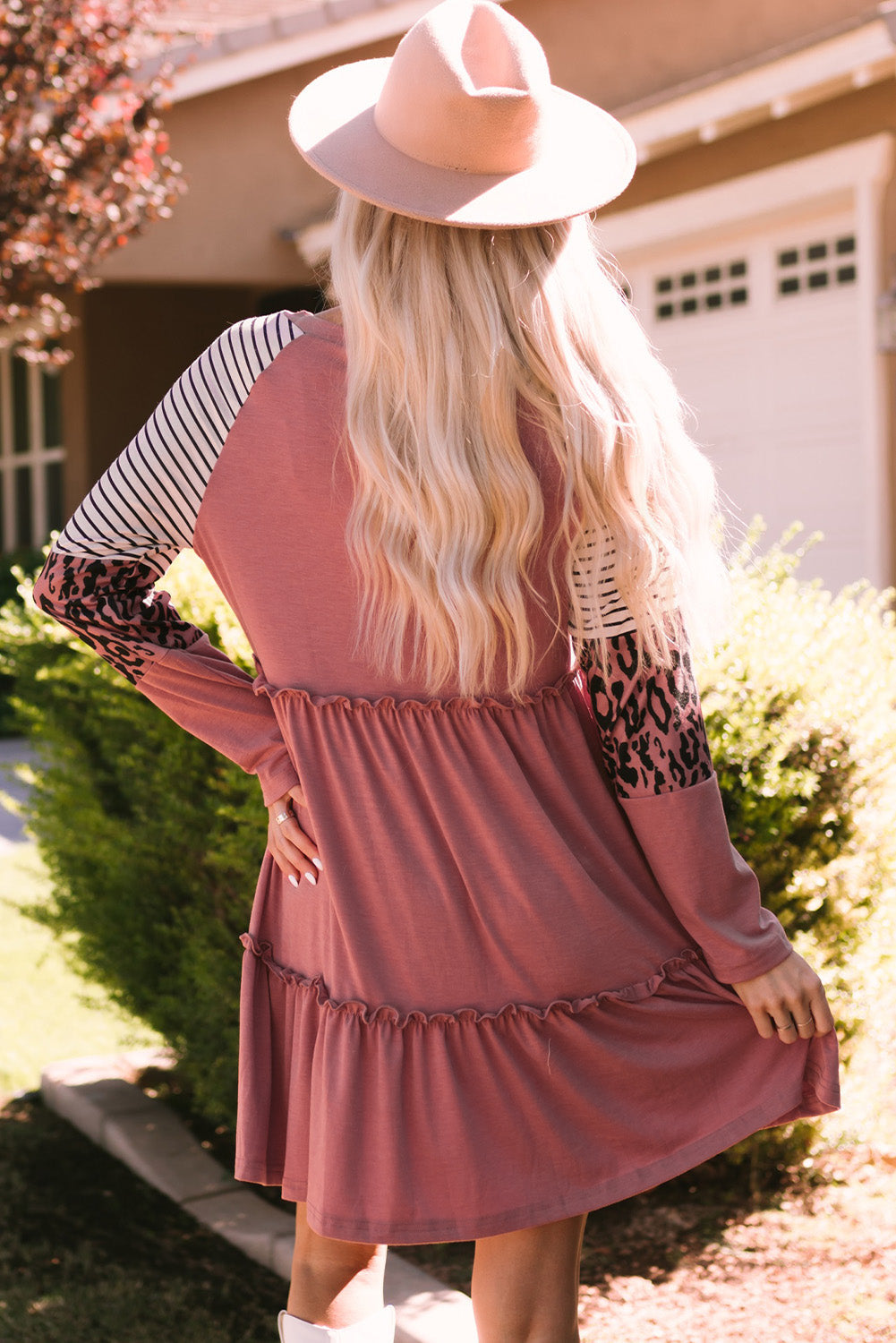 Women's Striped Long-Sleeve Mini Dress