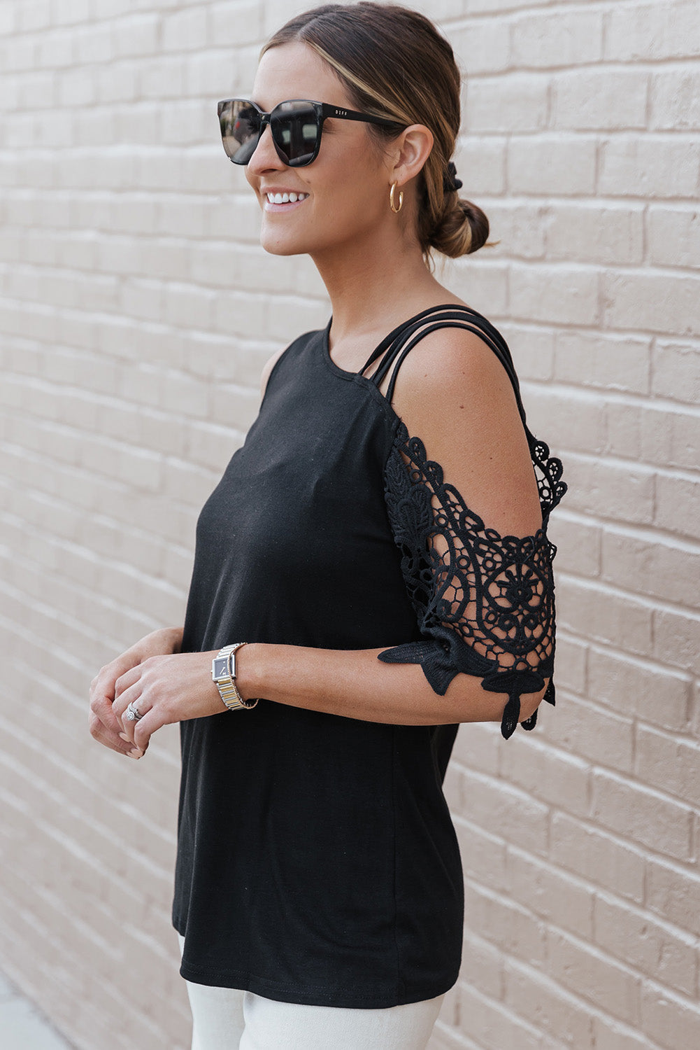 Women's Top with Strappy Cold Shoulder