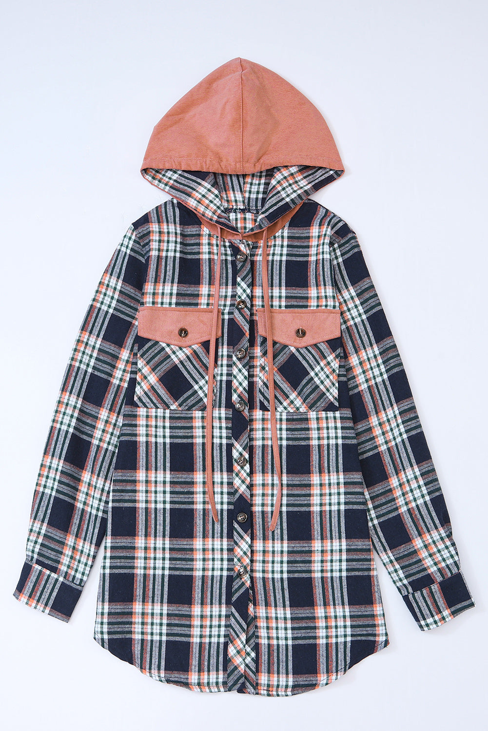 Women's Shacket with Hooded Drawcord Plaid