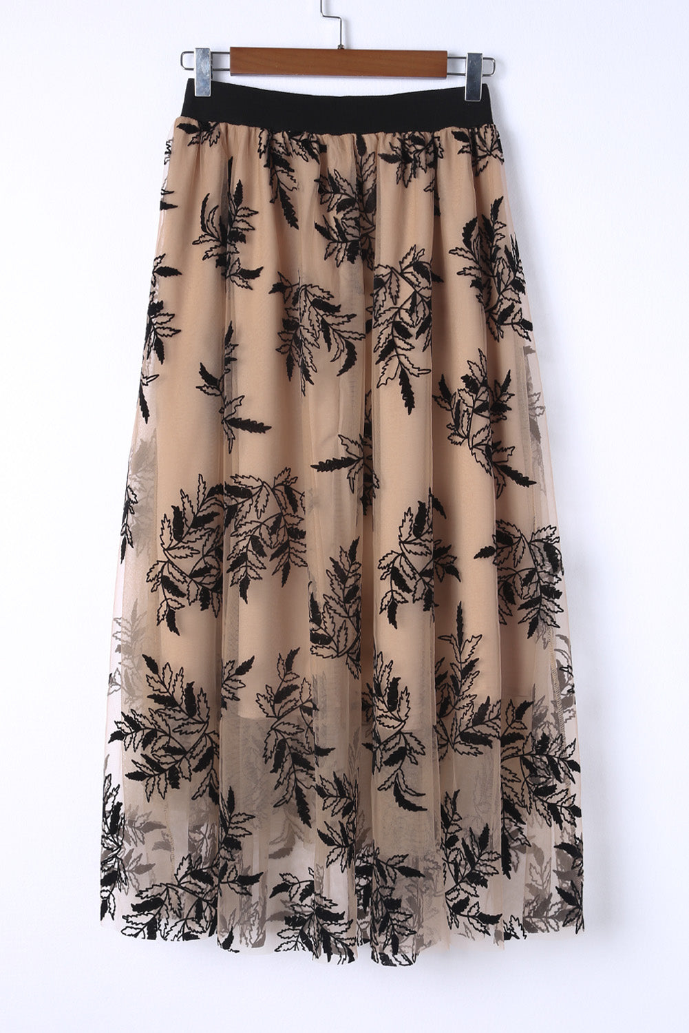 Women's Skirt Featuring Floral-Print Leaves High-Rise Maxi