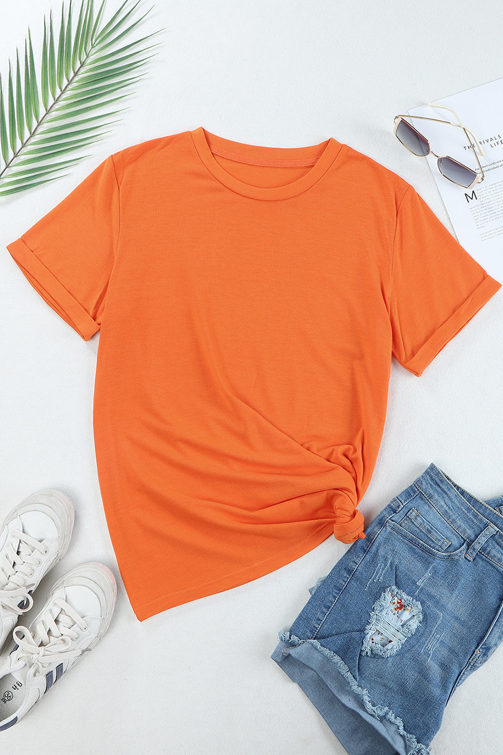Tee for Women Crew Neck Solid Color