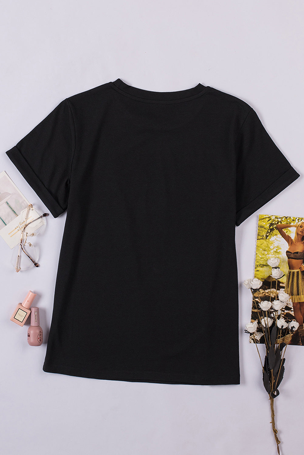 Women's Tee with Crew Neck Solid Color