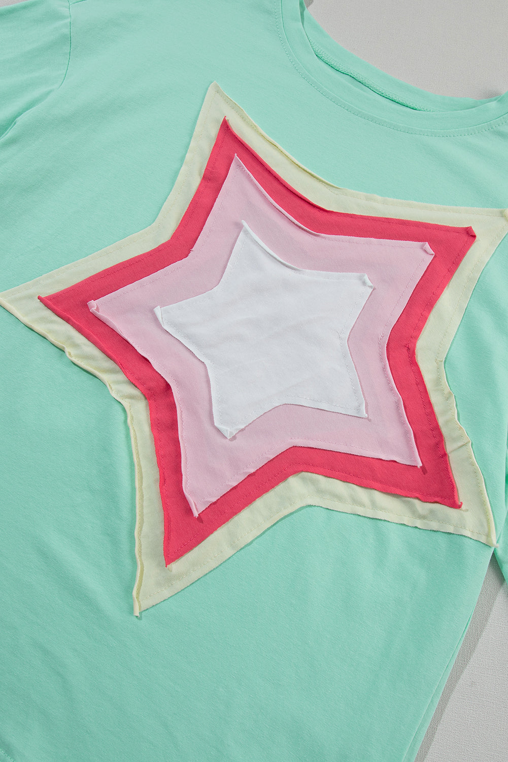 Women's Tee Featuring Star Patched Oversized