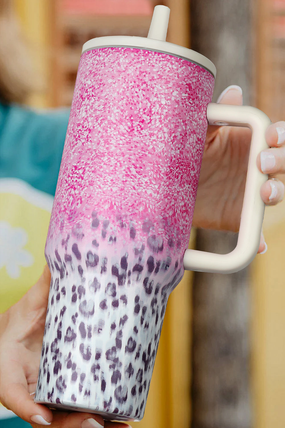 Leopard Stainless Gradient 40oz Steel Thermos Travel Cup