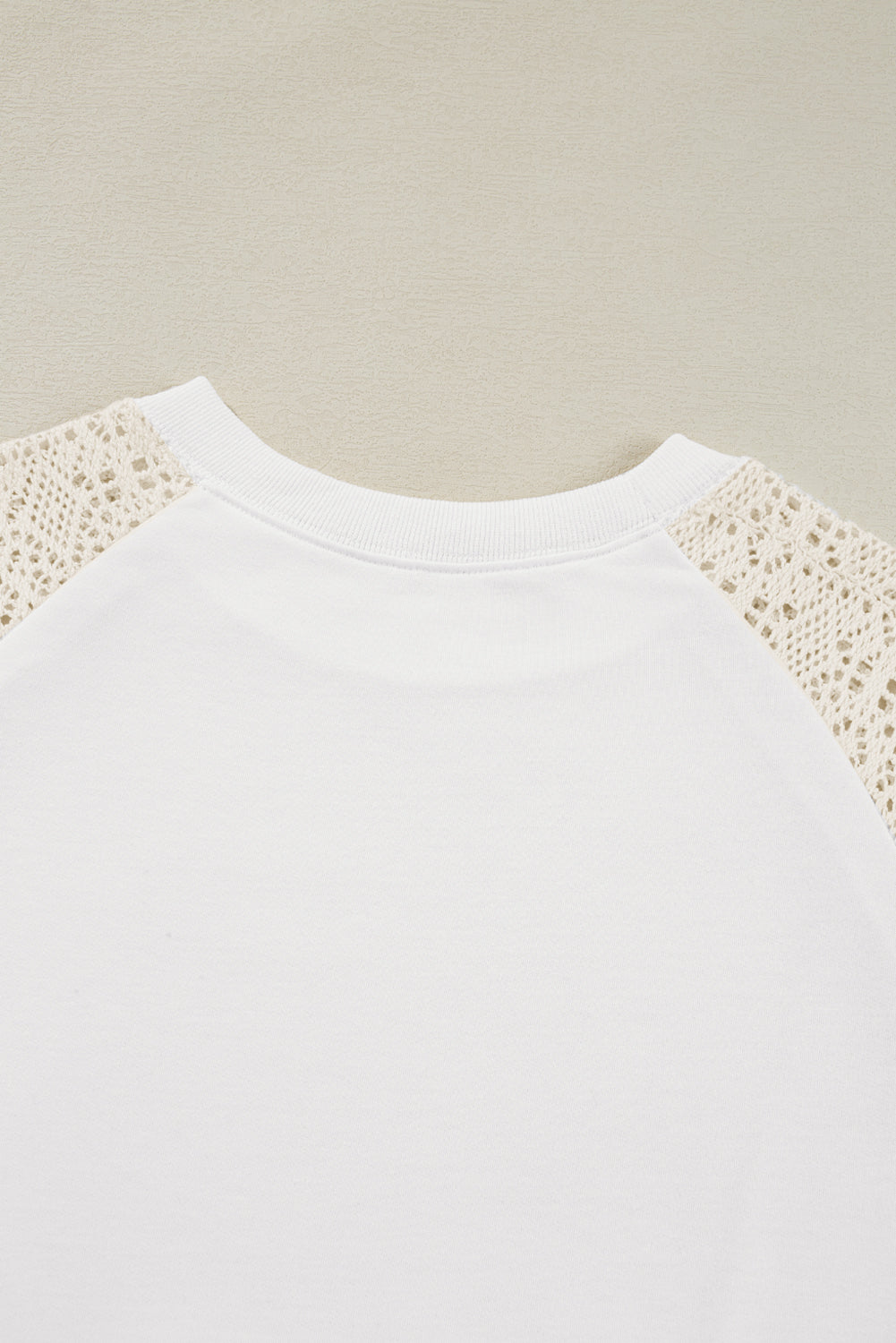 White Lace Crochet Short Sleeve Round Neck T Shirt