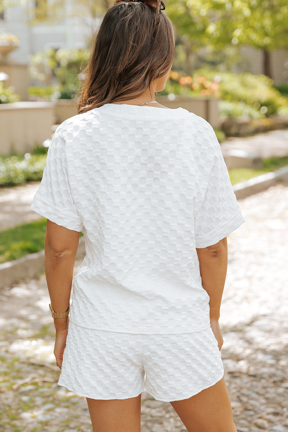 Shorts Set for Women Split Neck Top and