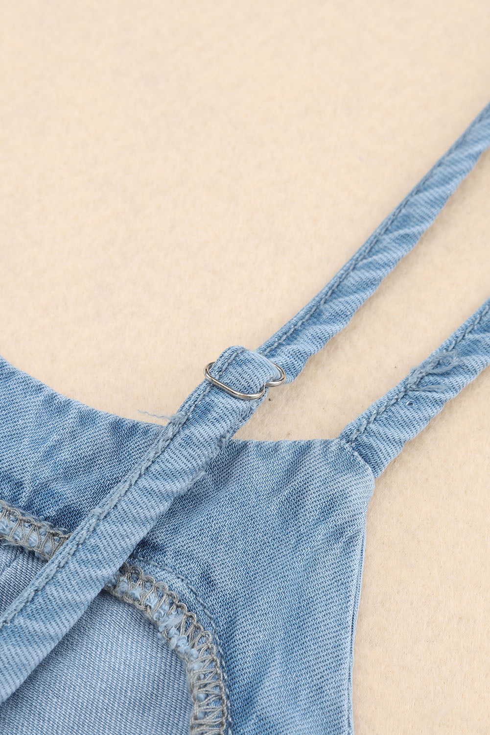 Women's Tank Top Featuring Buttons Denim Pleat-Detail