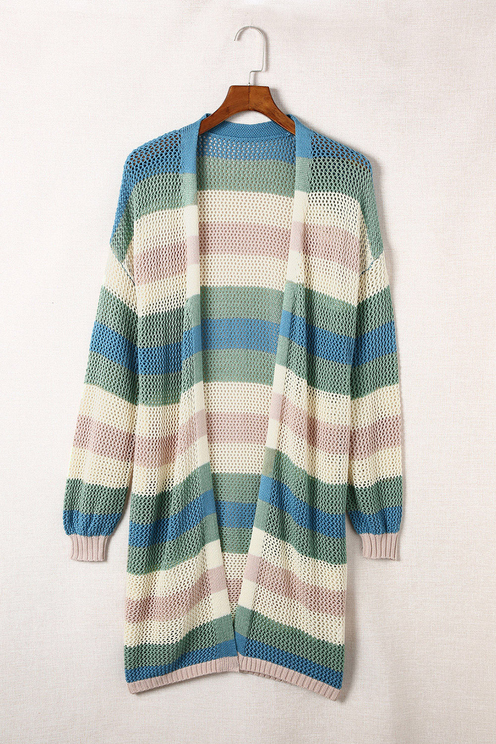 Women's Striped Hollowed Knit Cardigan