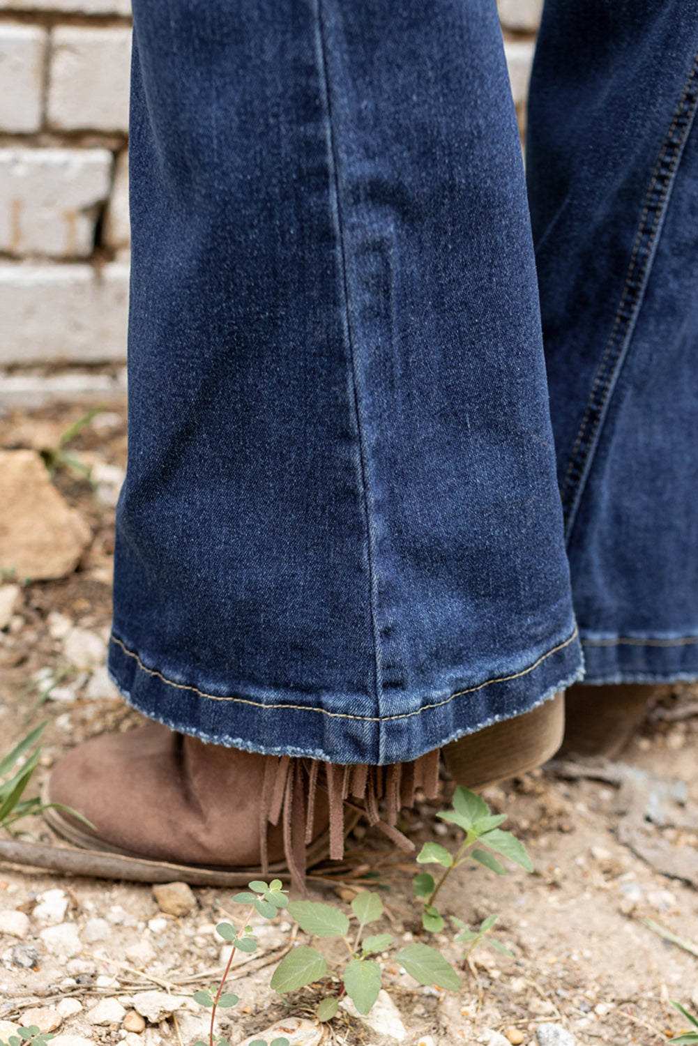 Women's Jeans with Distressed Flare Bottom Washed
