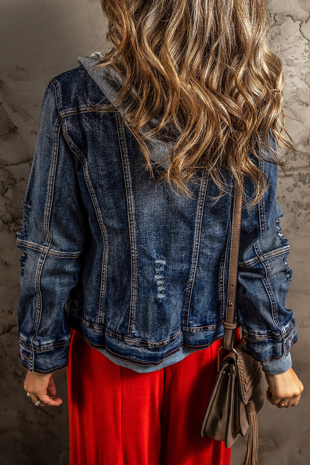 Women's Hooded Zip-Front Denim Jacket