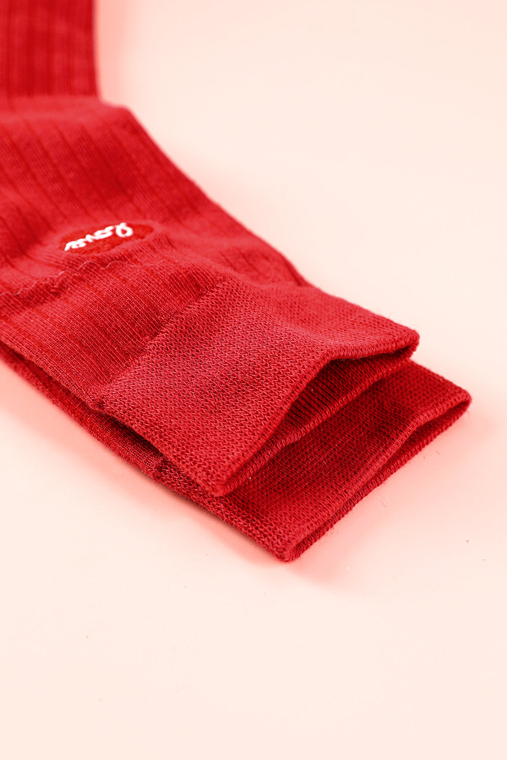 Love Embroidered Rib-Knit Colorblock Crew Socks
