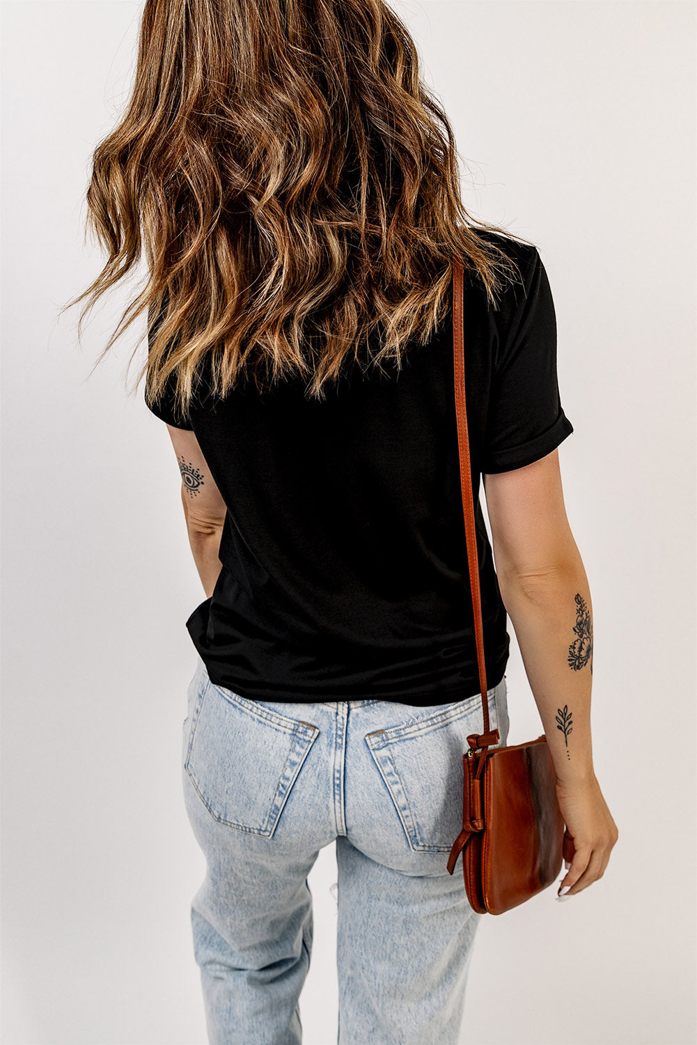 Women's Tee with Crew Neck Solid Color